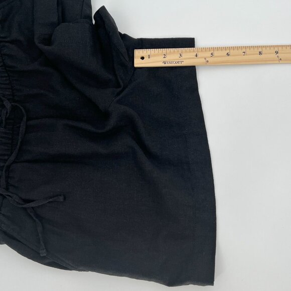 Gap Womens Linen Blend Pull On Shorts Size M Black Elastic Waist Pockets 4" - Picture 10 of 11
